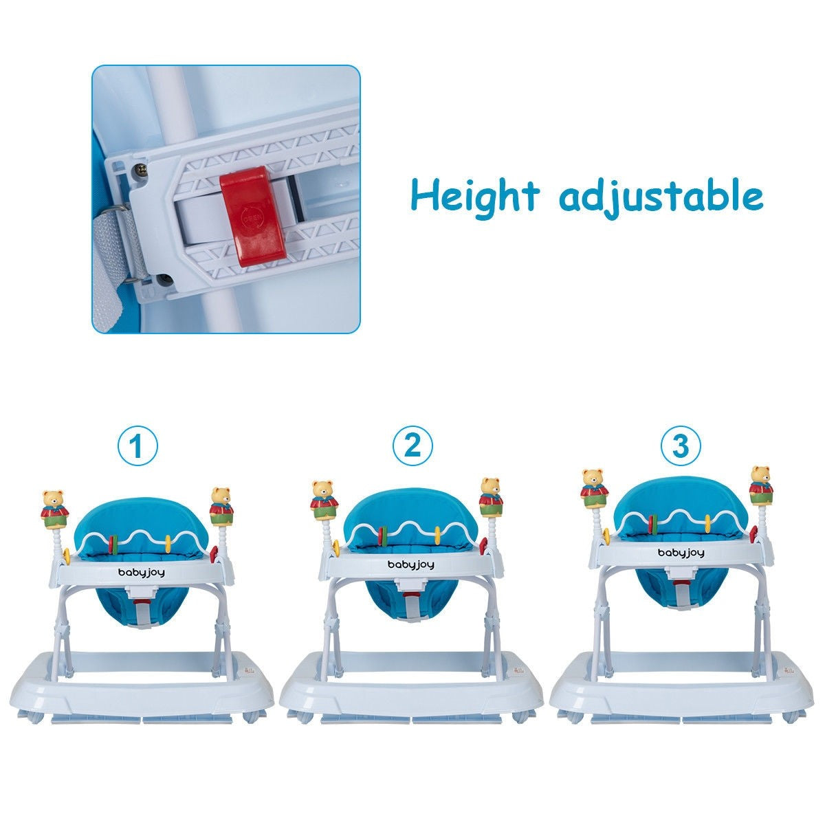 Baby Walker, Foldable Activity Walker Helper with Adjustable Height