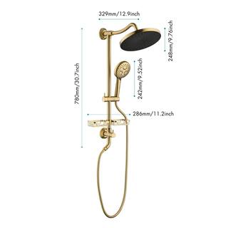 Aosspy Single-Handle 4-Spray Shower head Faucet 2.0 GPM with 10 in. High Pressure Shower Faucet in Gold (Valve Included) AS-S-1033B-GB