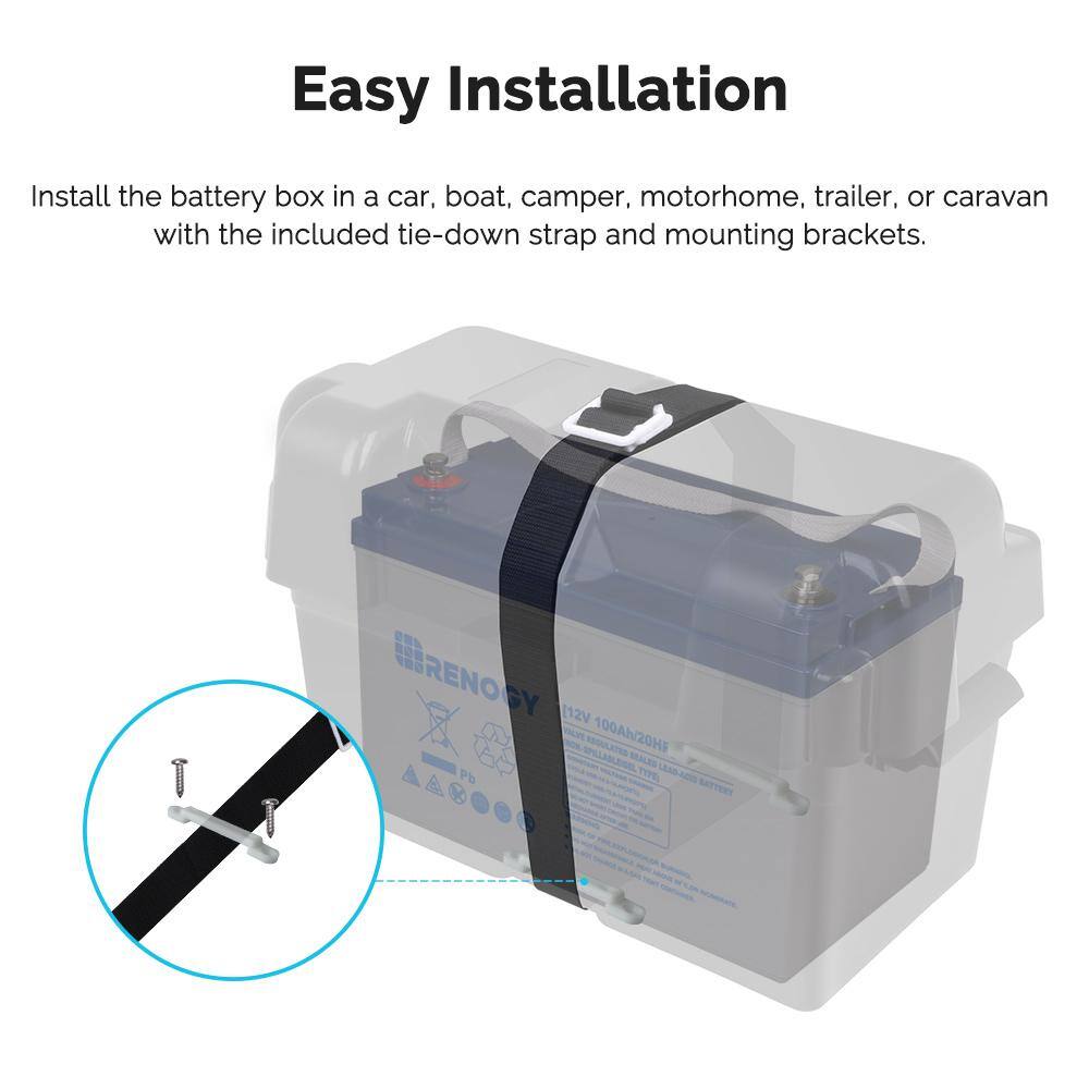 Renogy RBT100GEL12B 12-Volt 100 Ah Deep Cycle Hybrid GEL Battery with Battery Box for RV， Solar Marine and Off-Grid Applications