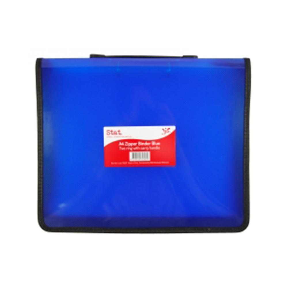 Stat A4 Zipper Binder 2R with Handle (Blue)