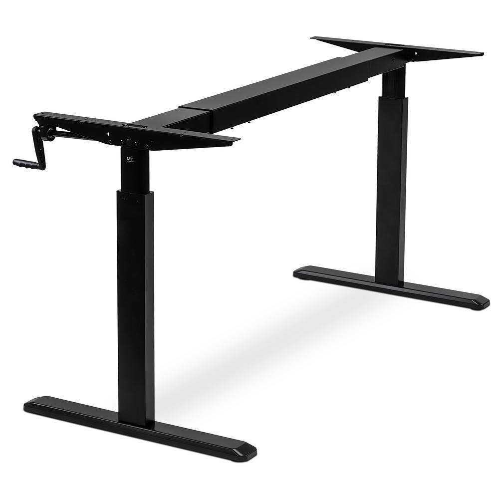 MOUNT-IT! Black Hand Crank Sit-Stand Desk Frame 62.9 in. W Hand Crank Only MI-7931