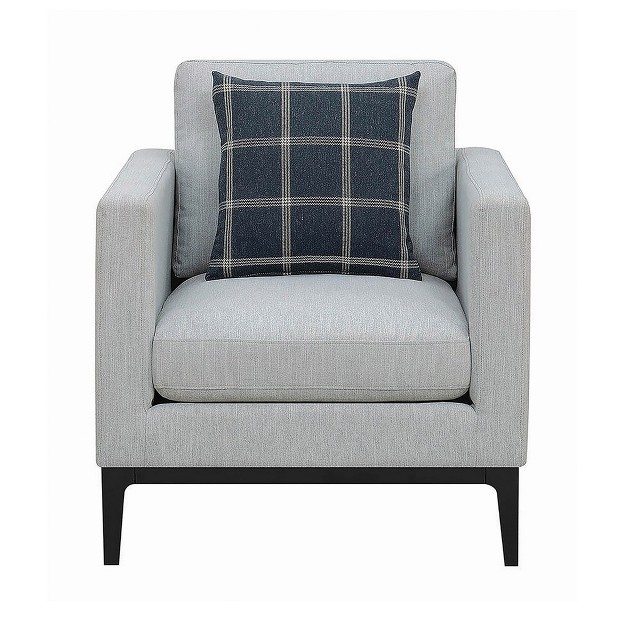 Simple Relax Upholstered Accent Chair With Metal Base In Light Grey And Black