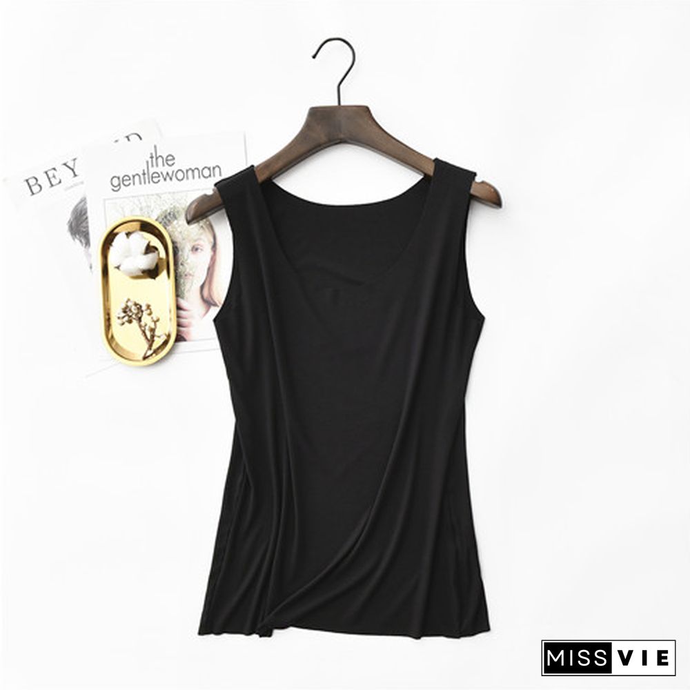 Spring Summer Tank Tops Women Sleeveless Round Neck Loose T-Shirt Ladies Vest Singlets Camisole Cotton Rib Slim Ladies Thin Vest