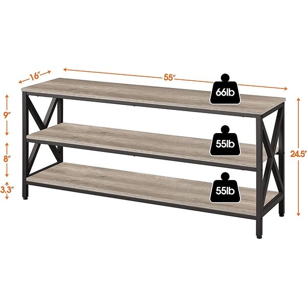 3 Tiers TV Stand for up to 70 Inch TVs， Industrial Media Entertainment Center TV Stand with Storage Shelves for Home