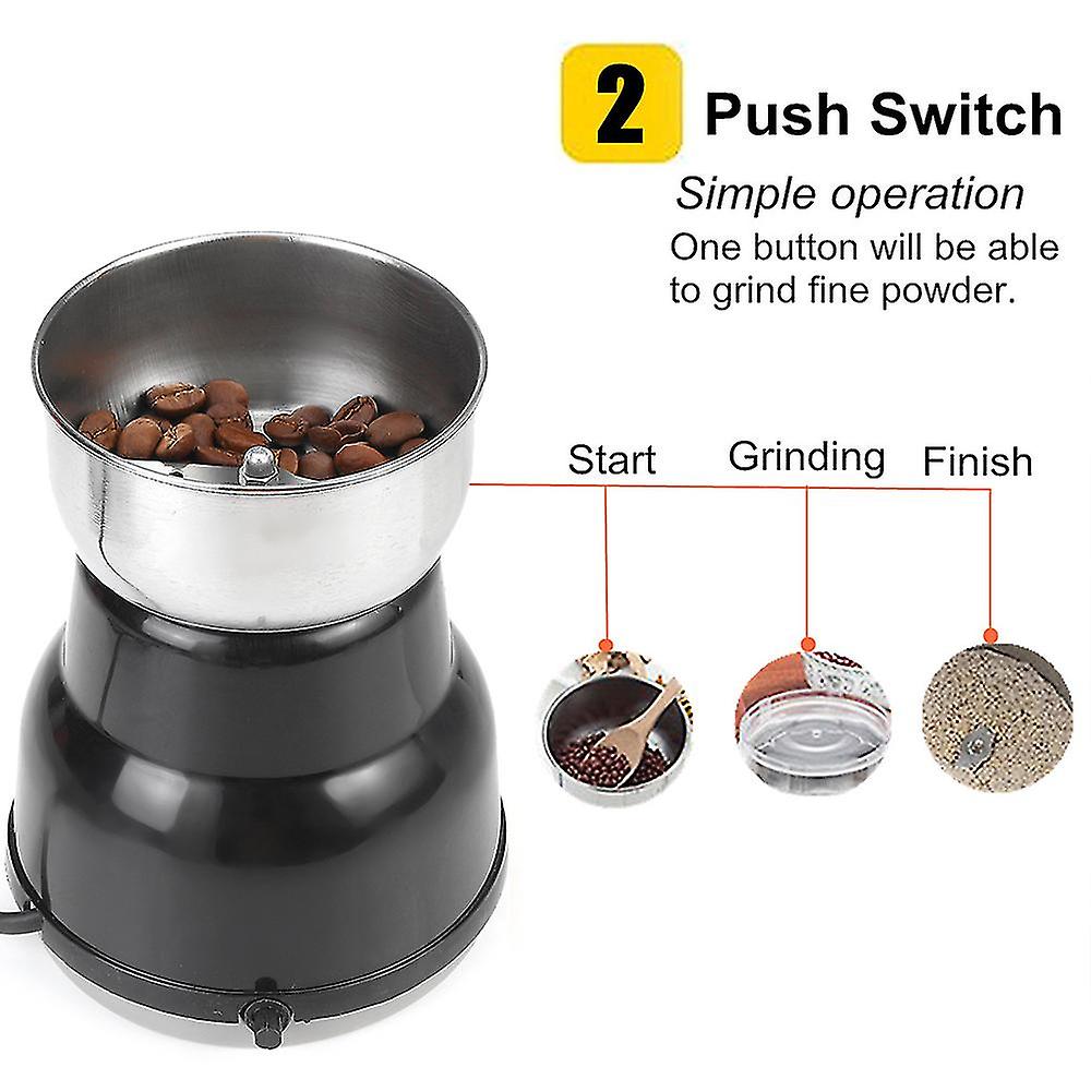 220v Electric Coffee Grinder Grinding Milling Bean Nut Blender Matte Spice Tool Black