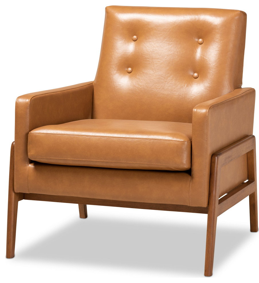 Perris Leather Lounge Chair   Midcentury   Armchairs And Accent Chairs   by HedgeApple  Houzz