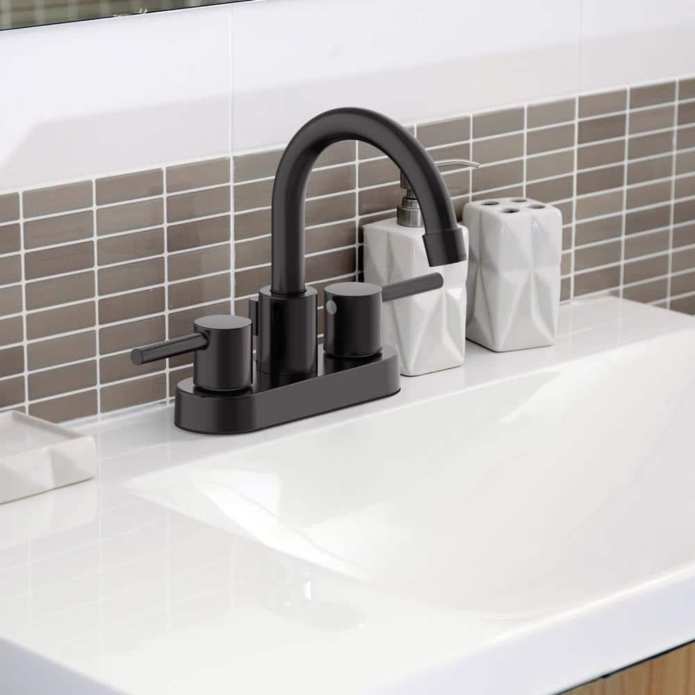 Design House Eastport II 4 in Centerset 2Handle Bathroom Faucet in Matte Black