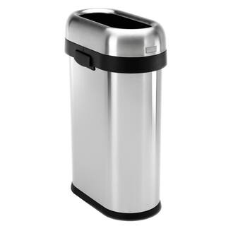 simplehuman 50-Liter13 Gal. Heavy-Gauge Brushed Stainless Steel Slim Open Top Commercial Trash Can CW1467