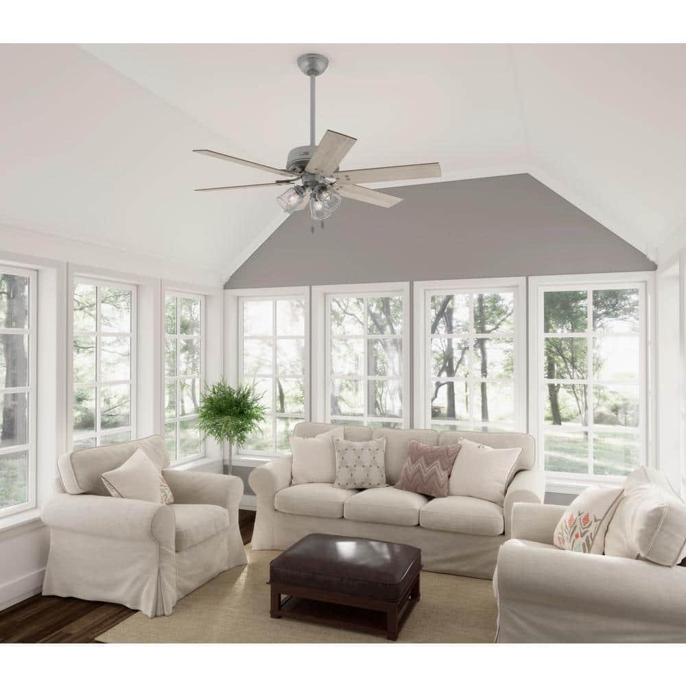 Hunter Hilmouth 52 in Indoor Matte Silver Ceiling Fan with Light