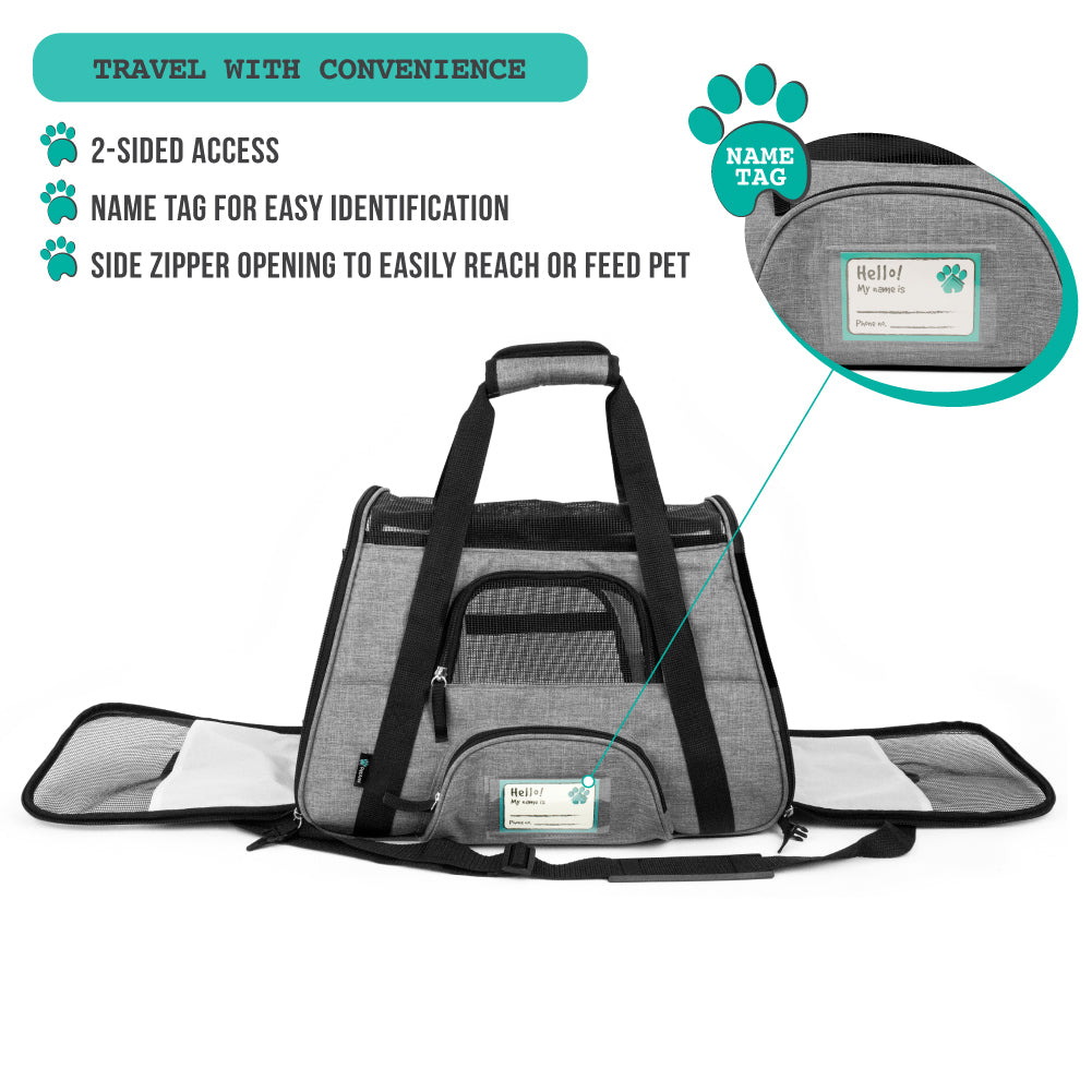 PetAmi Premium Airline Approved Soft Sided Pet Carrier， Heather Gray