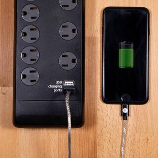 GE 10-Outlet 2 USB Port Premium Surge Protector 14096