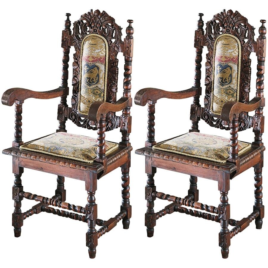 Design Toscano Charles II Armchair: Set of Two