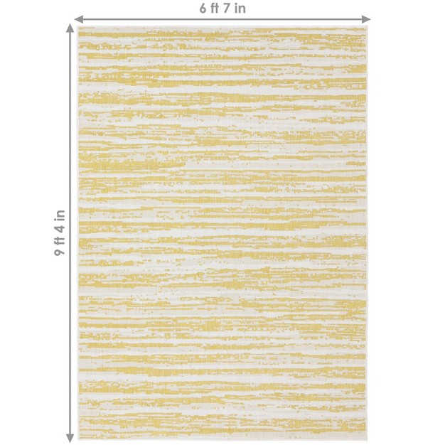 Sunnydaze Abstract Impressions Indoor And Outdoor Patio Area Rug In Golden Fire 7 Ft X 10 Ft