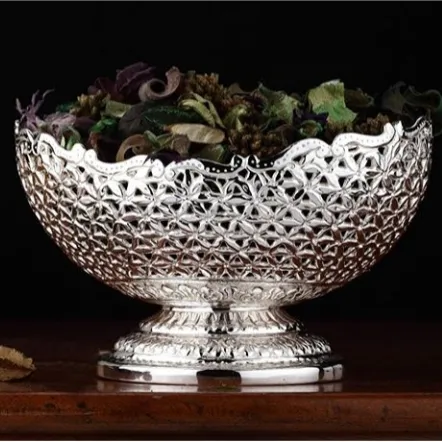 Hot Sale Smart Metal Aluminum Flower Pots Bowl Embossed silver Self Table Decor Outdoor Indoor Planter Pot With stand