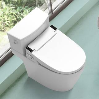 VOVO Stylement Electric Smart Bidet Seat for Elongated Toilet in White Remote Stainless Nozzle UV-A LED Sterilization VB-6000SE