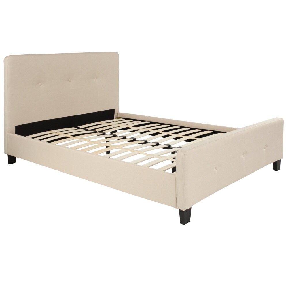 Button Tufted Upholstered Casual Style Platform Bed