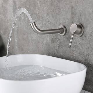 GIVING TREE Single-Handle Wall Mounted Bathroom Faucet in Brushed Nickel XLHDDFAR0012