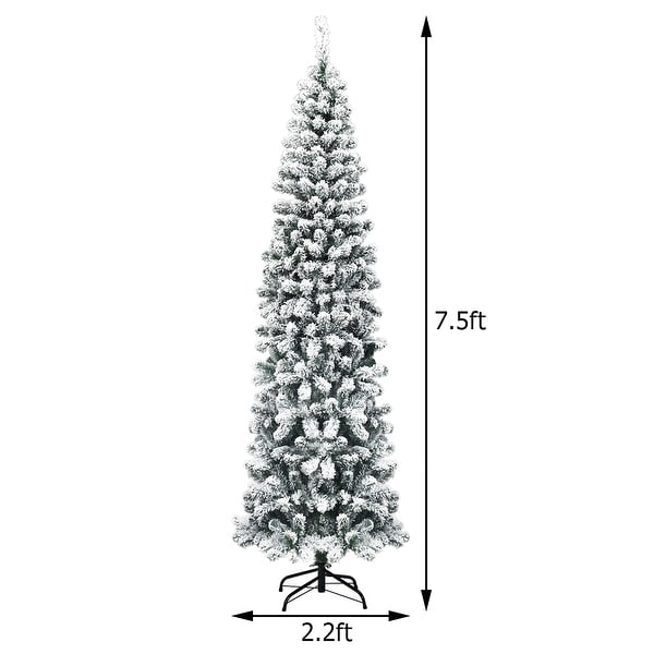 Artificial Snow Flocked Christmas Tree Unlit Pencil Hinged Tree