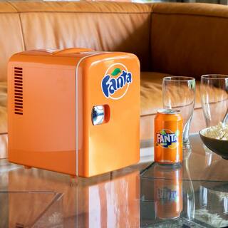 Fanta Coca-Cola Fanta 4L Portable CoolerWarmer Personal Travel Fridge with 12V and AC Cords Orange FA04