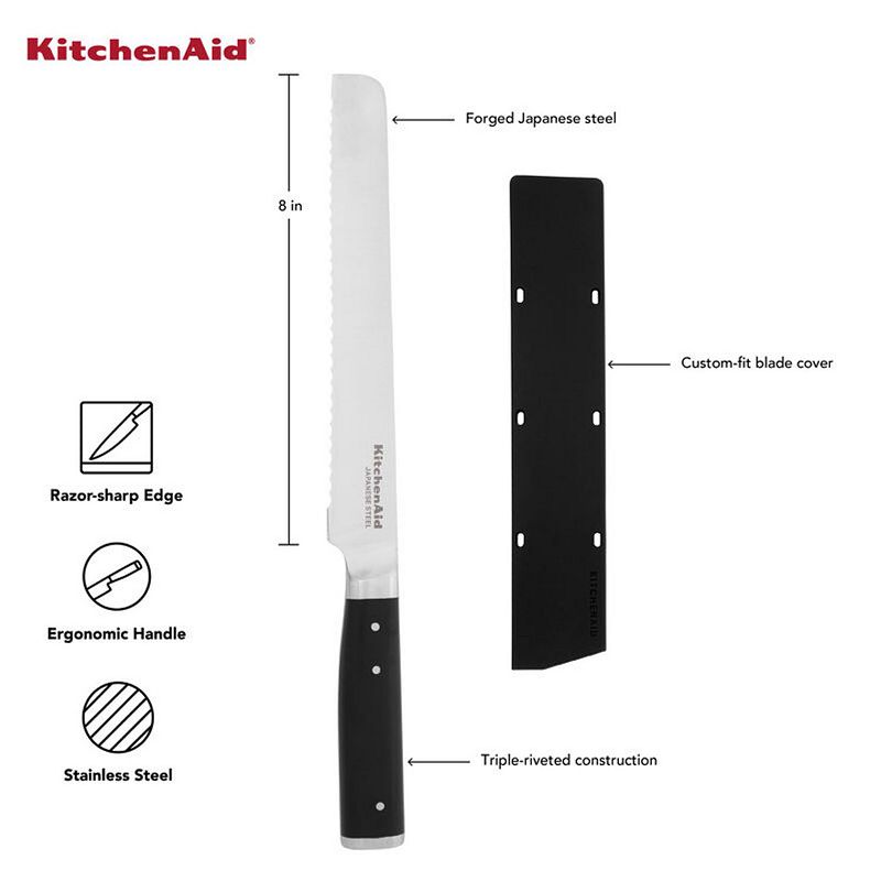 KitchenAid KO8IRSSOHOBA Gourmet 8-in. Forged Bread Knife with Sheath