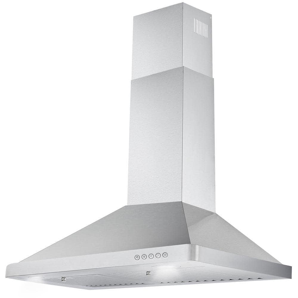 Cosmo 30 in Ductless Wall Mount Range Hood in Stainless Steel with LED Lighting and Carbon Filter Kit for Recirculating