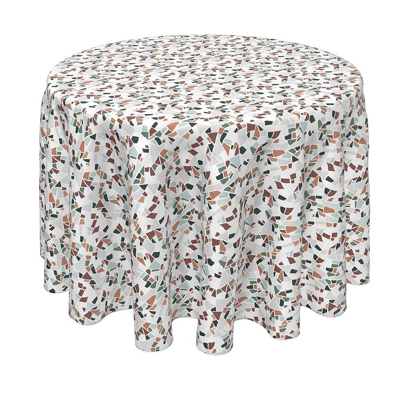 Round Tablecloth， 100% Polyester， 90 Round， Terrazzo Print