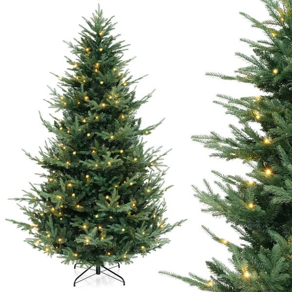 6/7/8 FT Prelit Artificial Christmas Tree Hinged Tree w/ Mixed Leaves