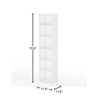 BYBLIGHT Eulas 71 in. White MDF 6 shelves Standard Bookcase BB-XH0005XL