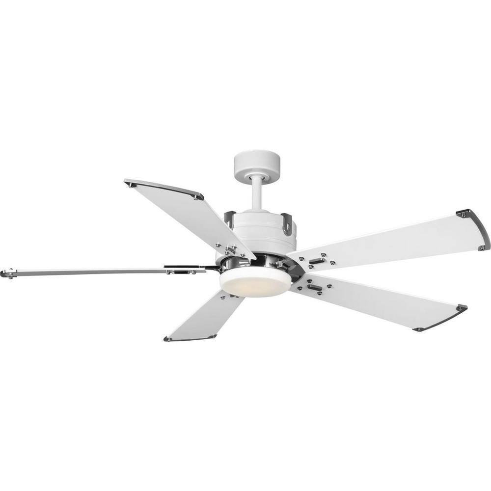 Progress Lighting Glenfalls 56 in. 5-Blade LED Reversible WhiteChestnut AC Motor Transitional Ceiling Fan with Light P250021-028-30