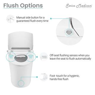 Swiss Madison Avancer Intelligent Tankless 1-piece 1.11.6 GPF Dual Flush Elongated Toilet in White Touchless Vortex Seat Included SM-ST060