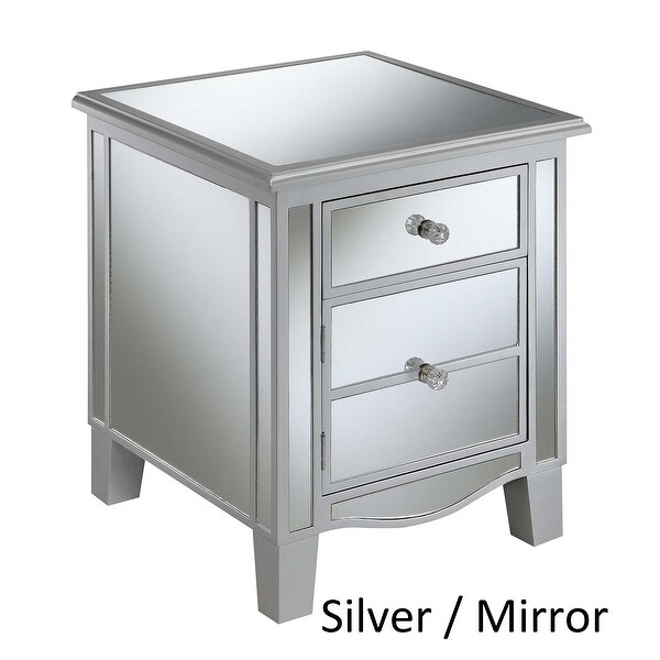 Silver Orchid Talmadge Mirrored End Table with Drawer and Cabinet