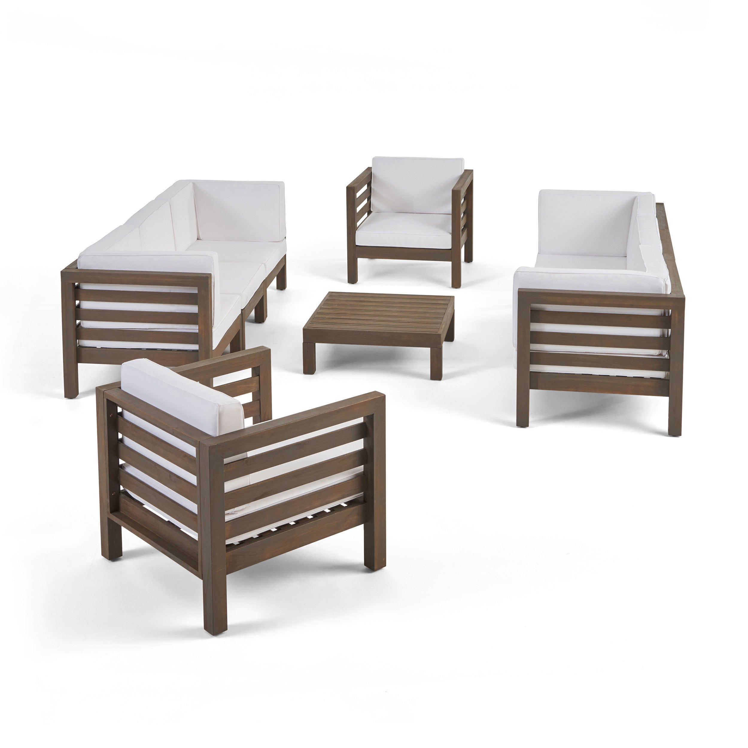 Emma Outdoor 8 Seater Acacia Wood Sofa and Club Chair Set