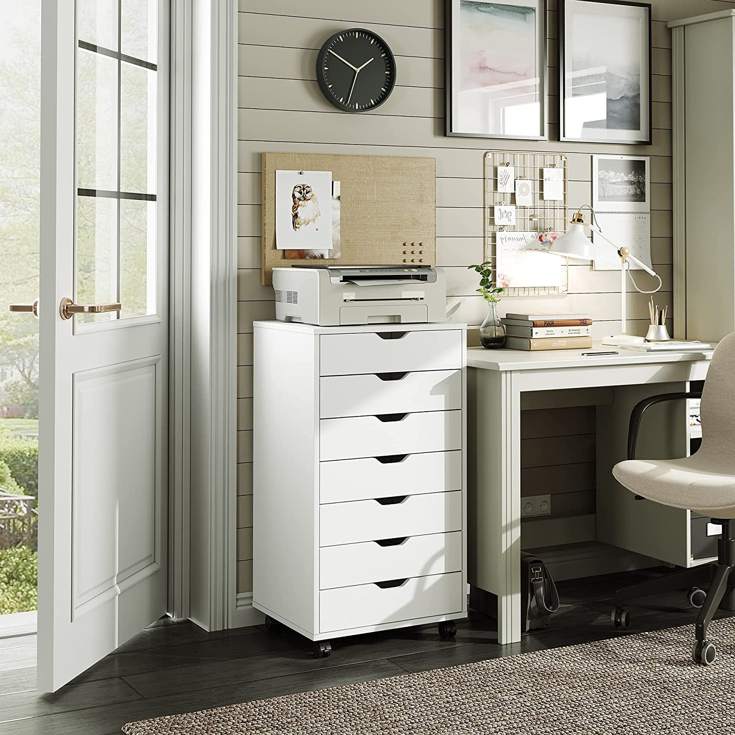 DEVAISE 7 Drawers Dresser, Tall Chest for Clost and Bedroom, White