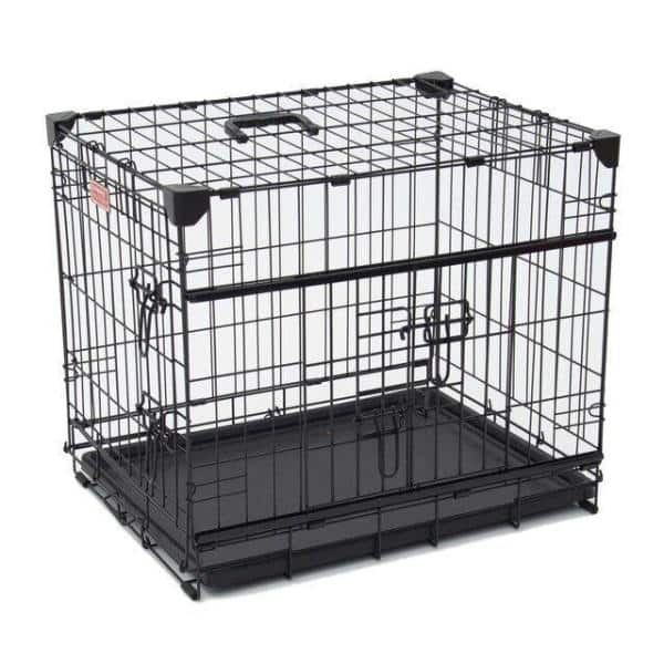 Lucky Dog 48 in. Sliding Double Door Dog Crate with Patented Corner Stabilizers, Removable Tray, Rubber Feet and Carrying Handle ZW 51548