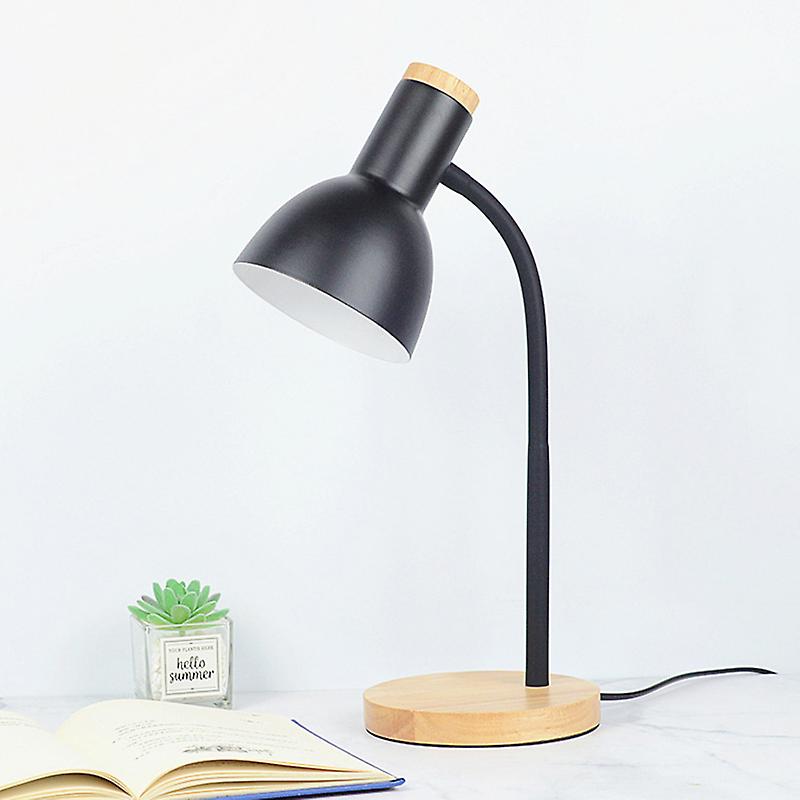 LED Table Lamp Eye Protecting Rust Protection Stable Solid Wood Base Flexible Hose Plug In Desk Lamp for Dormitory 220V