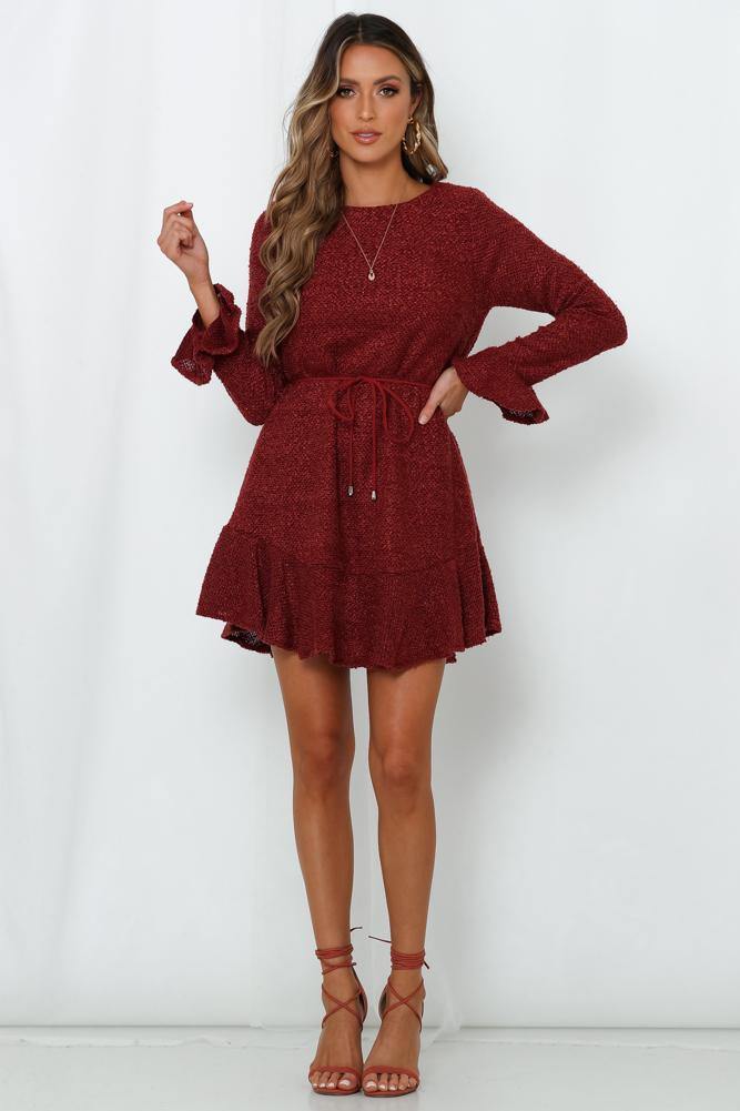 Keep Me Warm At Night Dress Maroon