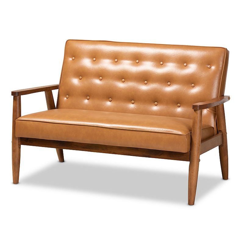 Baxton Studio Sorrento Brown Loveseat