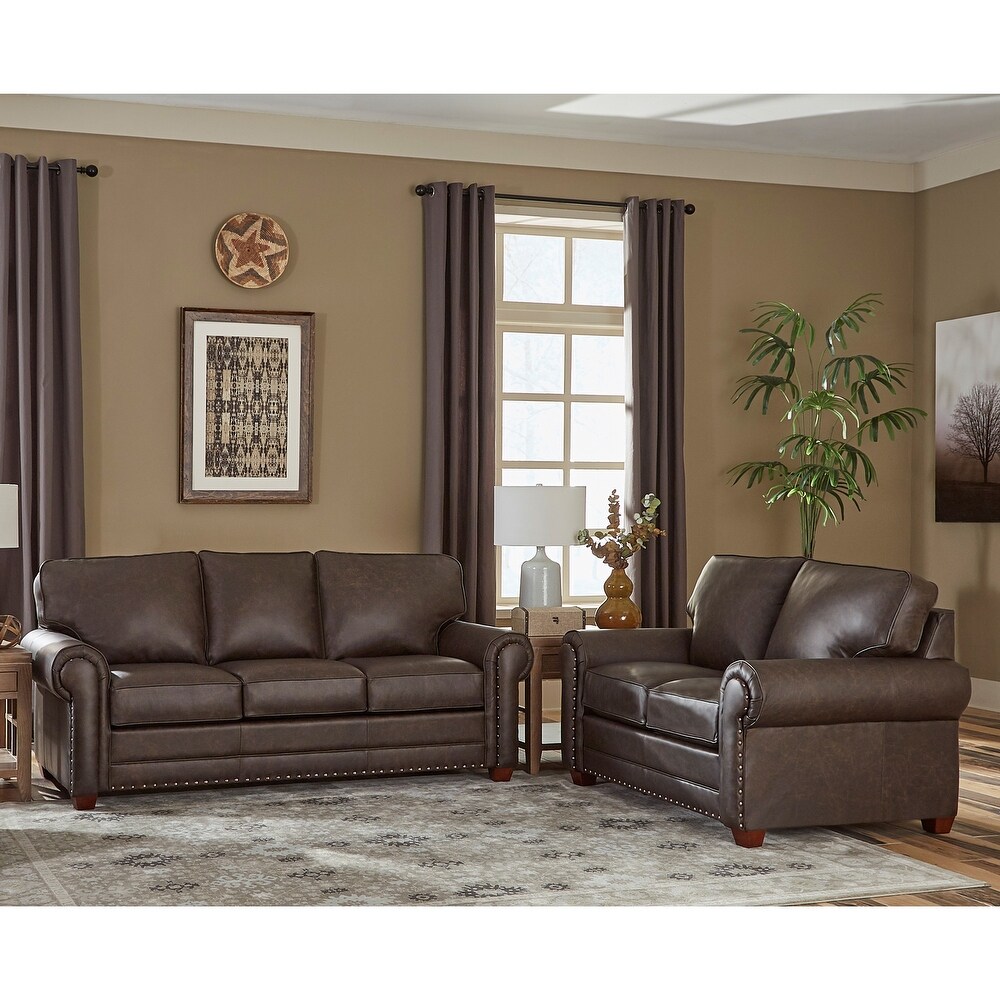 Made in USA Raval Top Grain Leather Sofa Bed and Loveseat Set