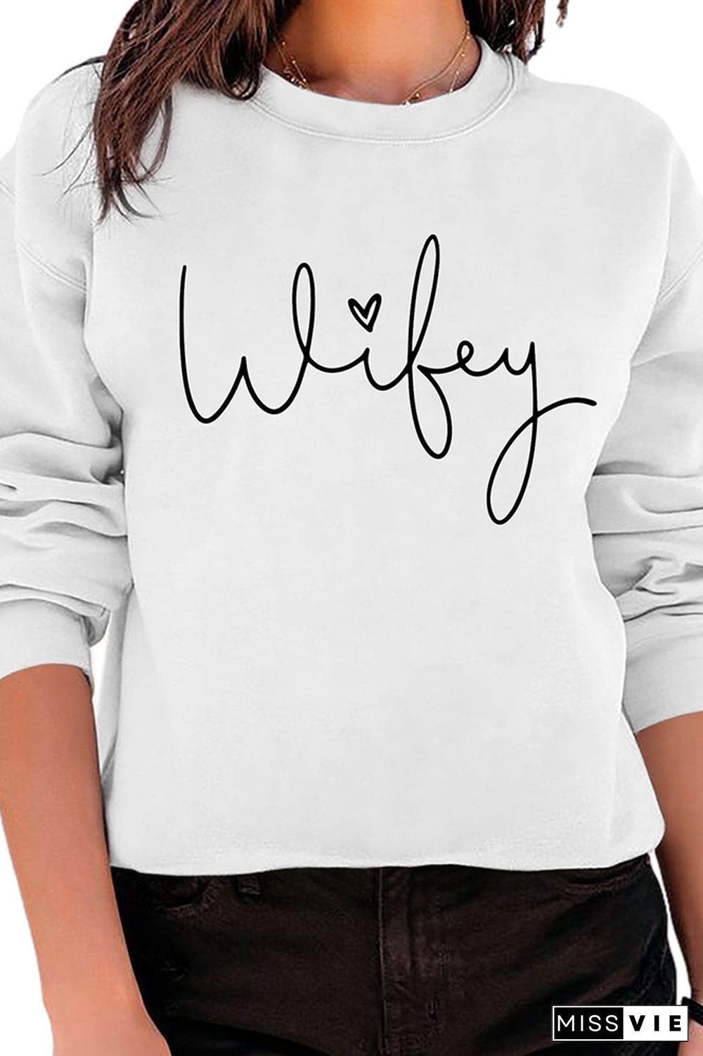 Wifey Print Long Sleeve Sweatshirts Women Wholesale