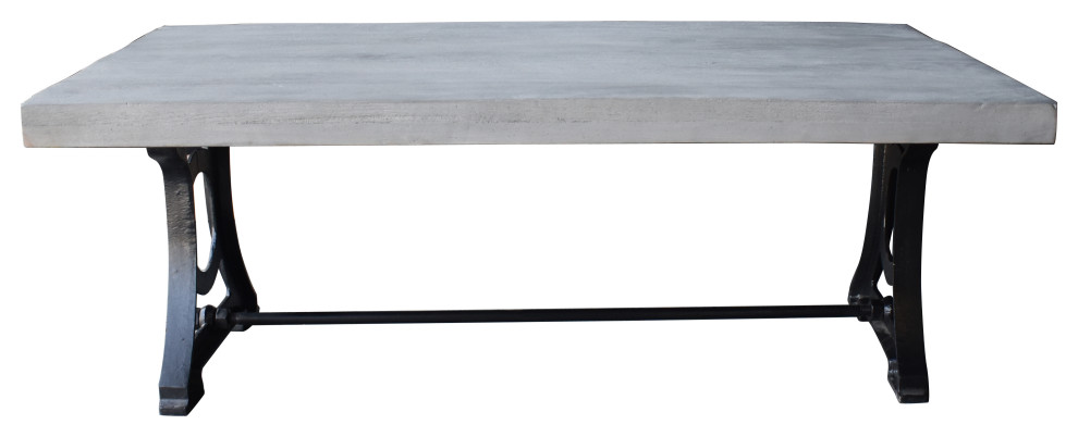 Muan Rustic Grey Wash Mango Wood Coffee Table With Ironwork Base   Industrial   Coffee Tables   by Chic Teak  Houzz