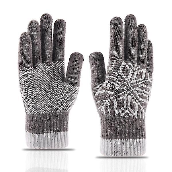 1 Pair Thicken Screen Touch Gloves Knitted Warm Gloves Windproof Winter Gloves For Outdoor Men (grey)