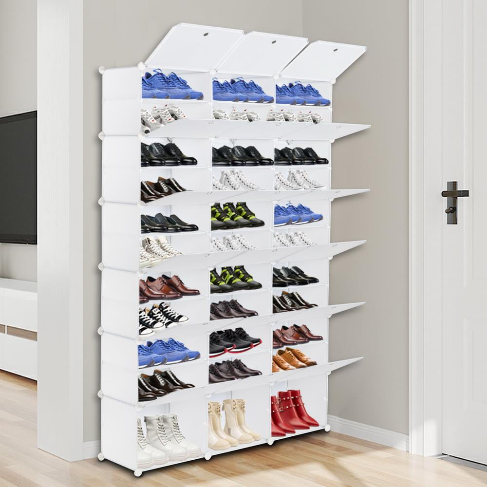 Ktaxon Portable 36 Cubes 12 Tiers 72 Pairs Shoe Storage Cabinet Shoe Rack Shelf Closet Organizer for Entryway Hallway Bedroom Living Room， White Finish