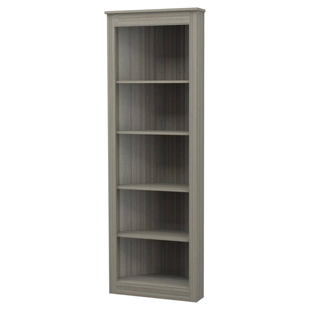 70.9 in. Smoke Oak Wood 5-shelf Corner Bookcase BE-12804