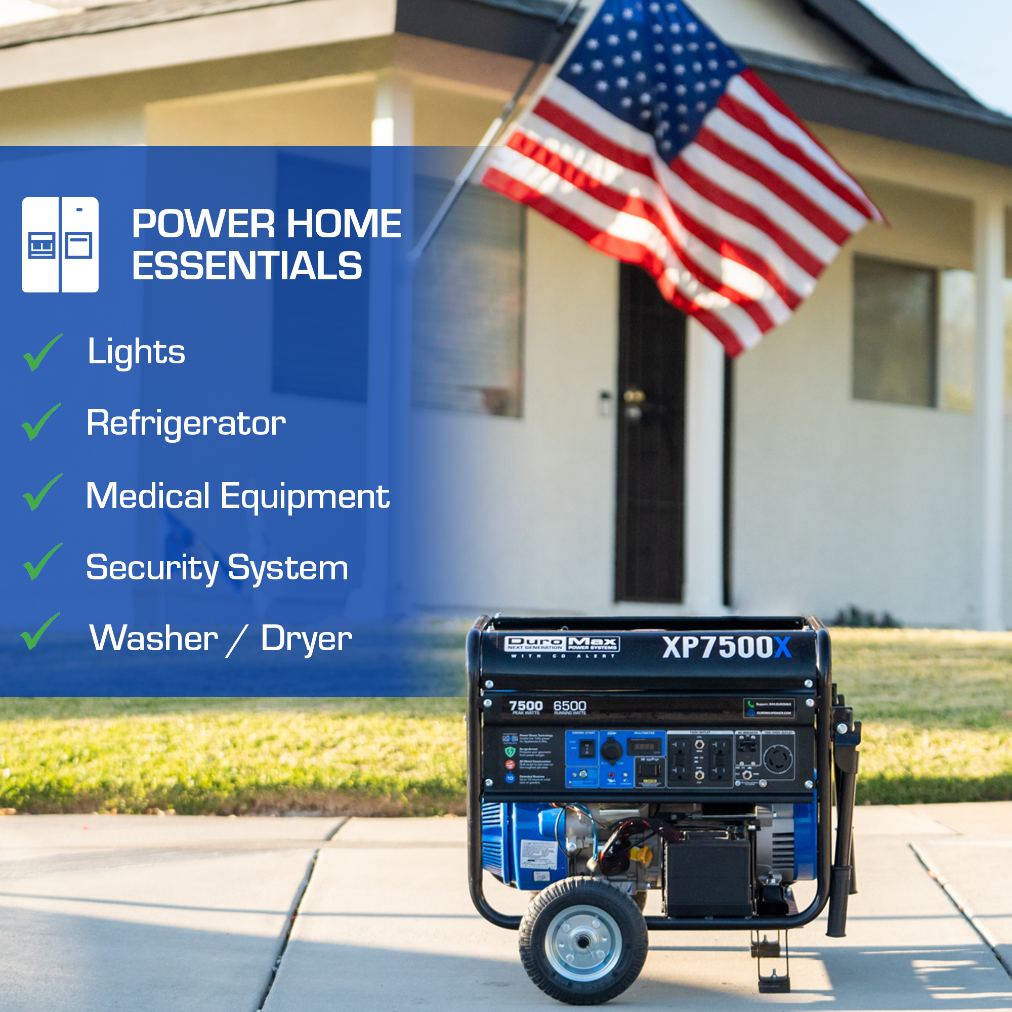 7,500 Watt Gasoline Portable Generator w/ CO Alert