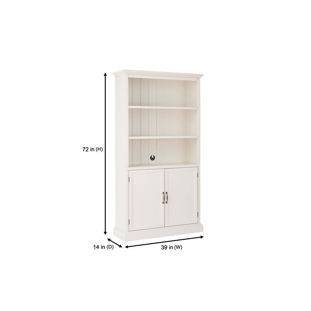 Home Decorators Collection Royce 72 in. Polar Off-White Modular 3-Shelf Bookcase with Adjustable Shelves SK19051Br2-PW