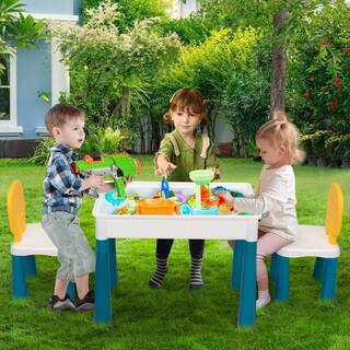 Nyeekoy 3-in-1 Kids Block Table and Chair Set with 101 Pieces Blocks TH17N0706