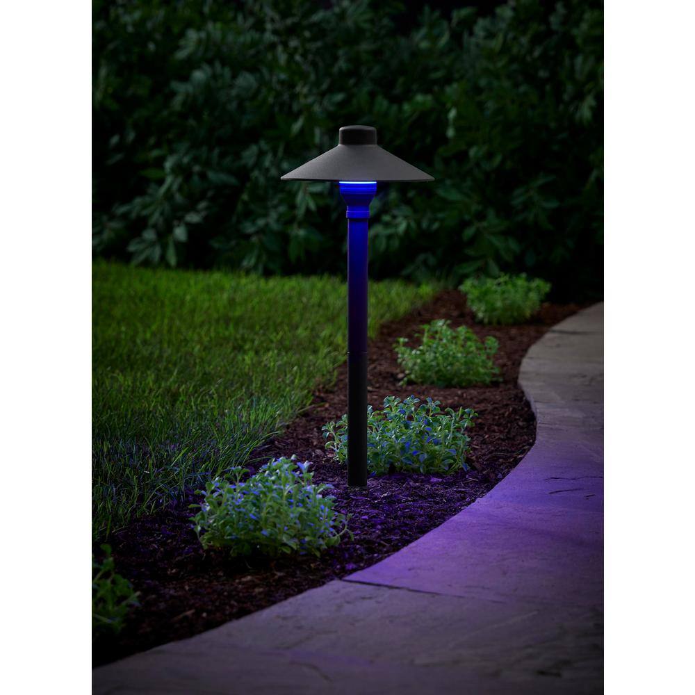 Hampton Bay 12-Volt Low Voltage Black Integrated LED Waterproof Aluminum Path Light Powered by Hubspace (1-Pack) ECP11-LED