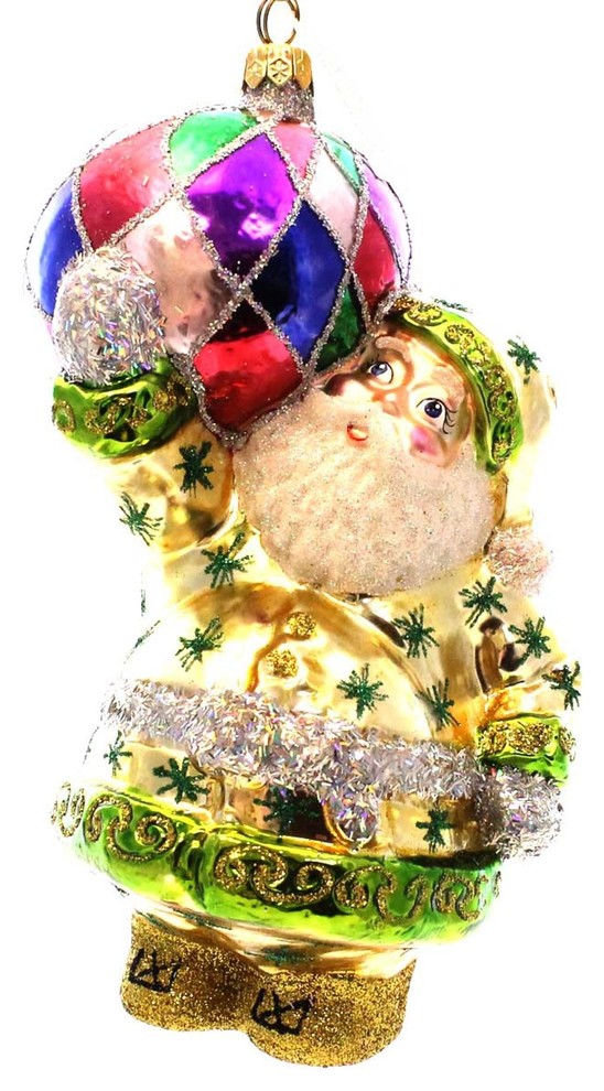 Larry Fraga HARLEQUIN BALL SANTA Glass Ornament Christmas 471   Contemporary   Christmas Ornaments   by Story Book Kids Inc  Houzz