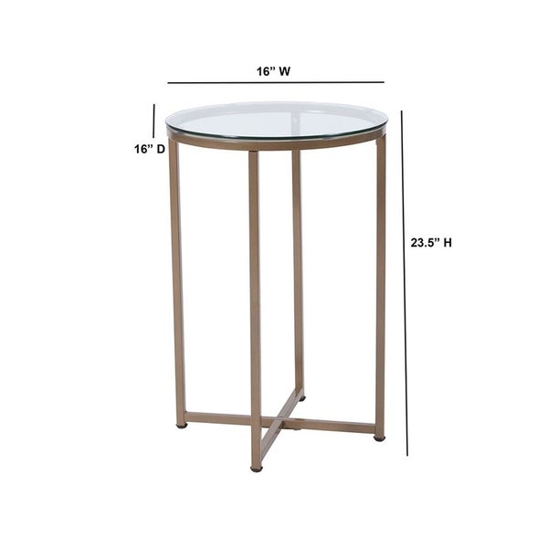 Flash Furniture Greenwich Collection Glass End Table with Matte Gold Frame