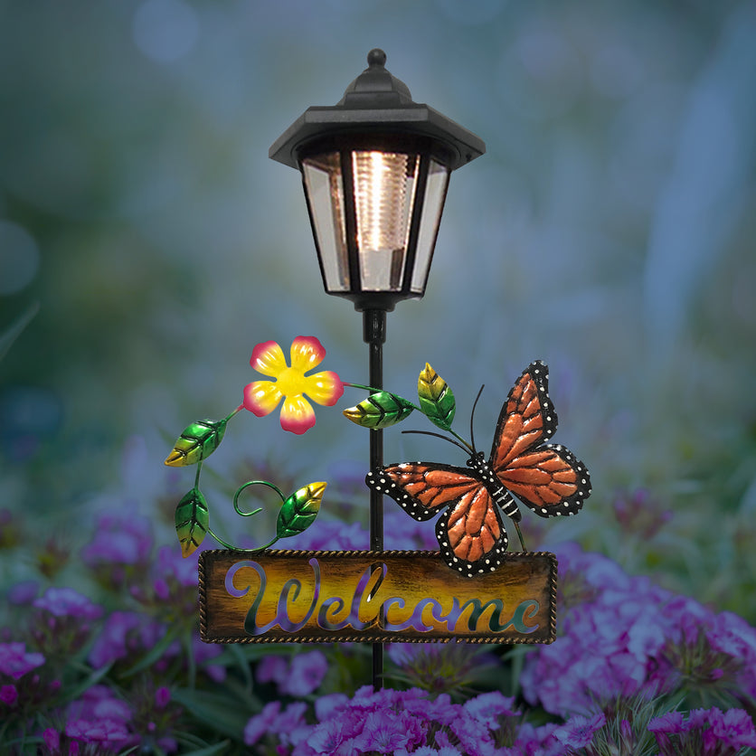 Crosslight Monarch Butterfly Welcome Sign Stake Light - Yard， Lawn， Patio， Pathway， Backyard